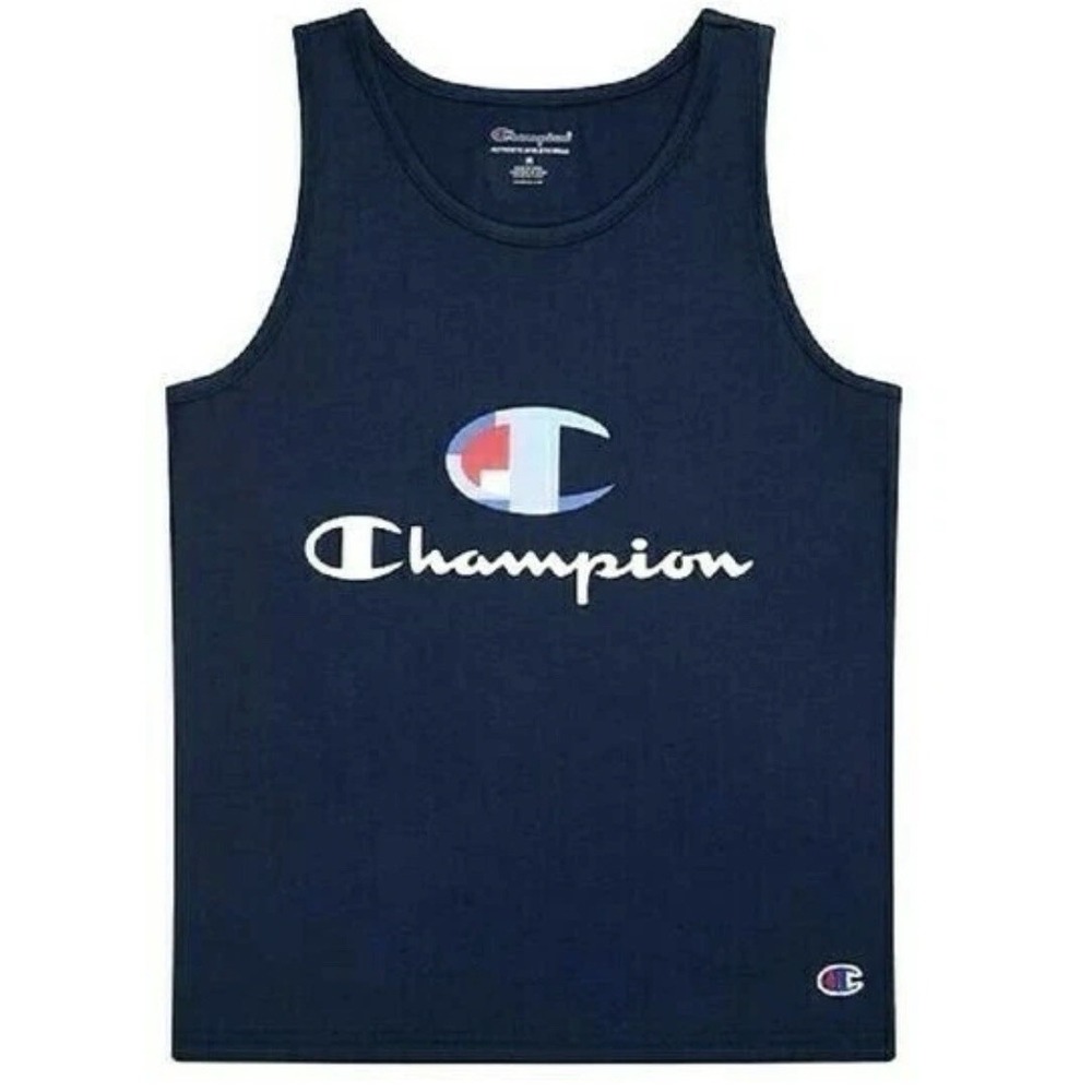 Champion Boys Classic Script Tank Top L Blue New with Tags Graphic Tag Free